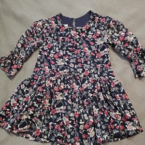Bonnie Jean Navy and Pink Floral Dress